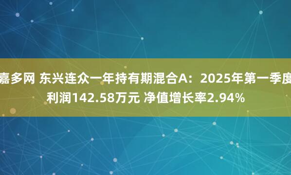 嘉多网 东兴连众一年持有期混合A：2025年第一季度利润142.58万元 净值增长率2.94%