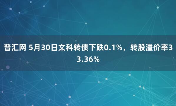 普汇网 5月30日文科转债下跌0.1%，转股溢价率33.36%